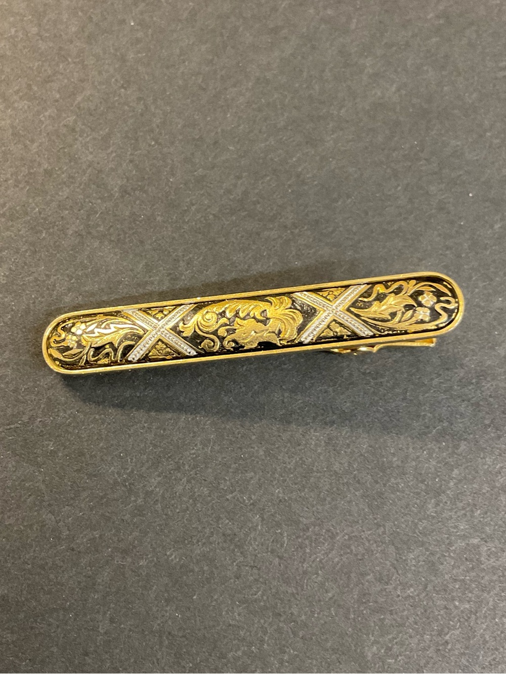 Vintage Damascene Tie Clip Bar